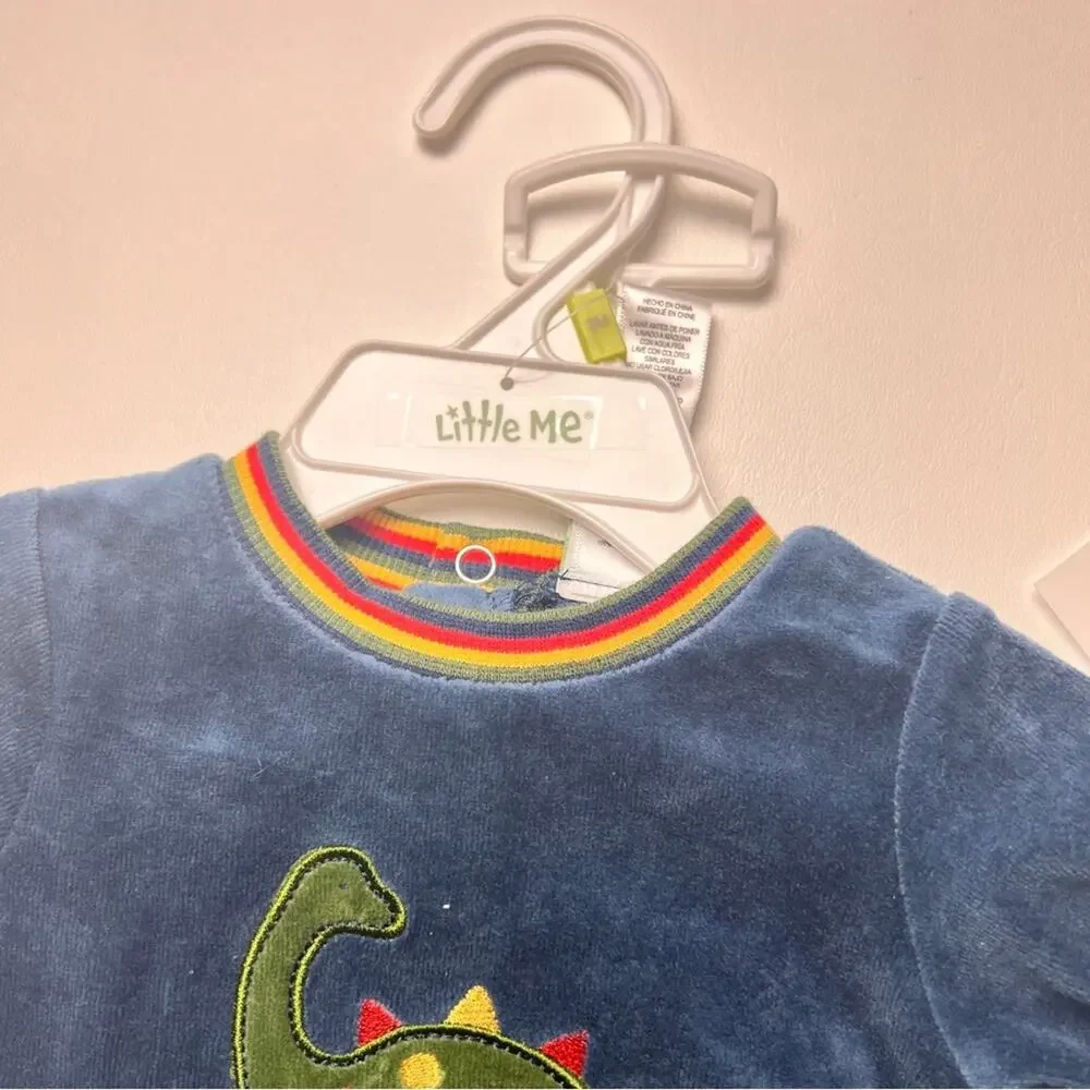 Little Me Baby Matching Velour Crewneck  Dino  Long Sleeve and Pants Set Sz 3M